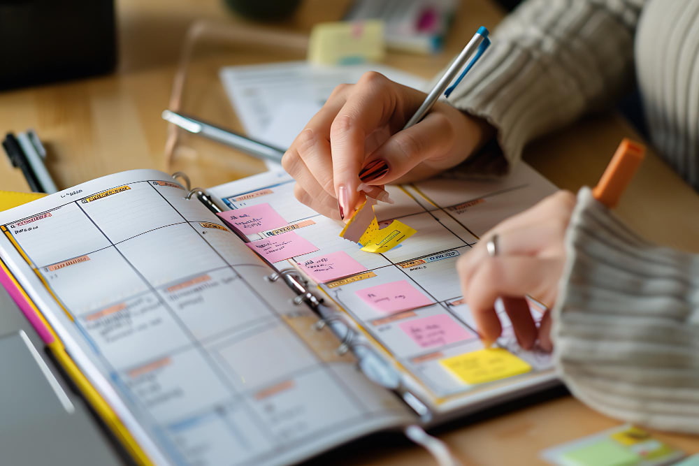 Close-up of a timeline or timeline graphic for planning a kitchen remodeling project, highlighting key milestones.