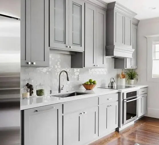 Efficient one-wall kitchen layout in a modern home.