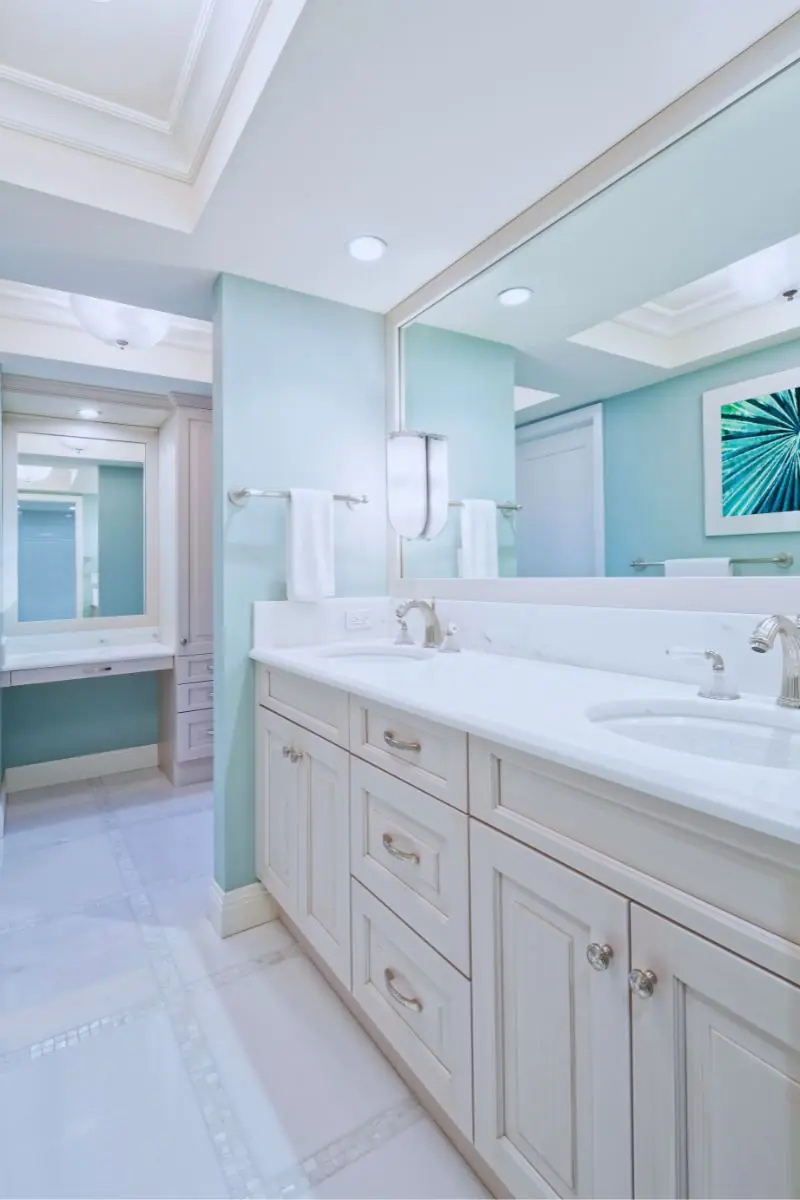 Remodeled master bathroom with double sink