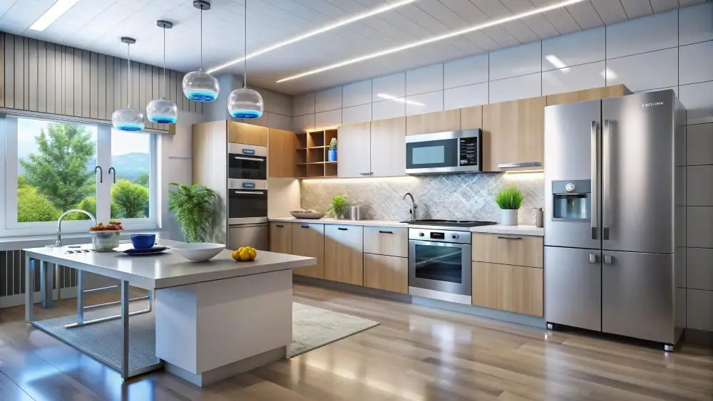 Automated kitchen lighting system that adjusts based on activity for improved functionality and ambiance.