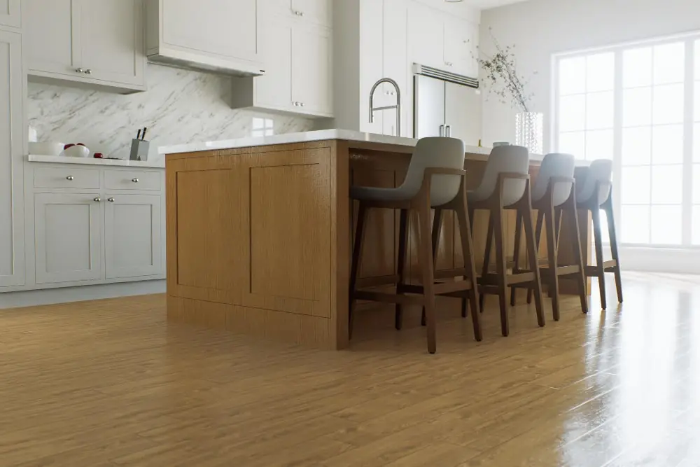 Sustainable bamboo kitchen flooring in a modern setting