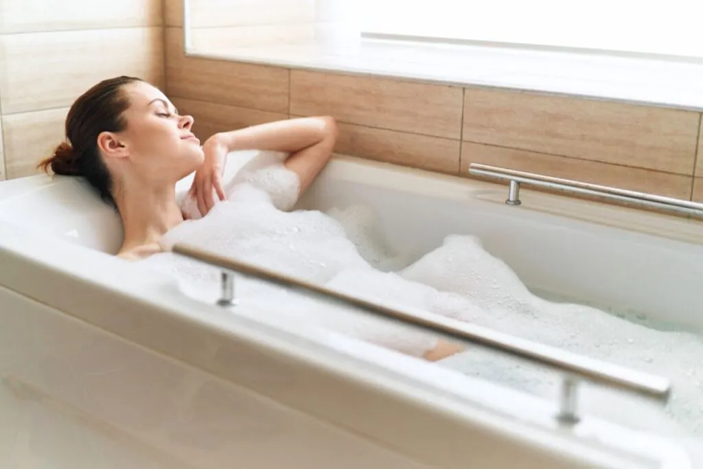 woman relaxing in a bathtub