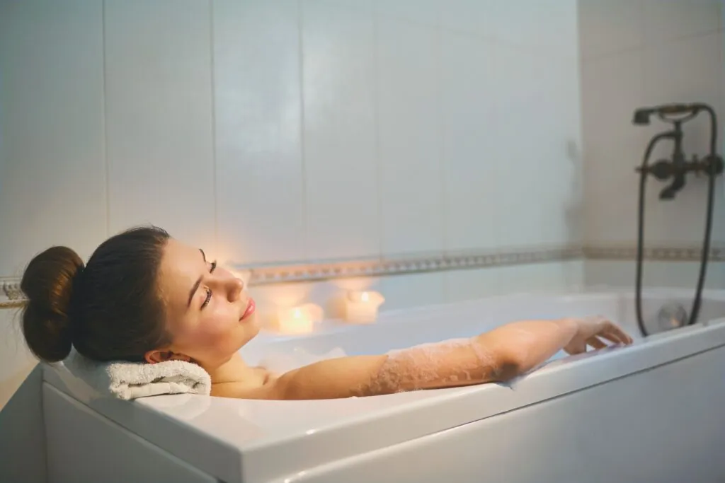 woman resting in bathtub