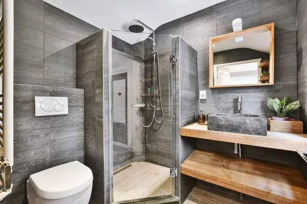 modern bathroom design with decoration in Newton MA