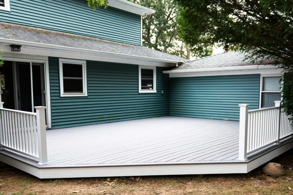 newly renovated backyard outdoor deck in Newton MA